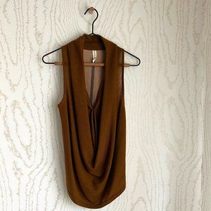 Maggie Ward Cowl-Neck Top Color: Burnt Umber Size: XS